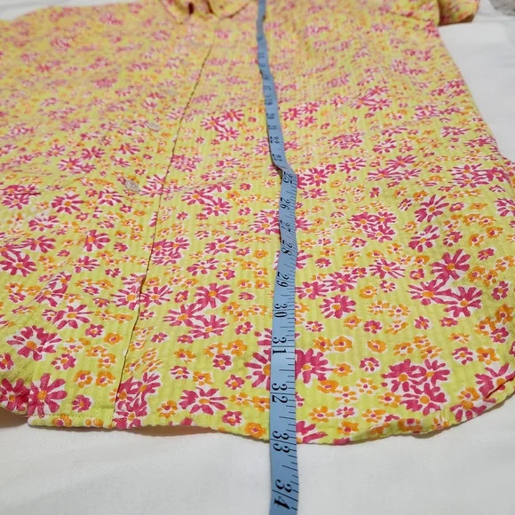 Vintage Lilly Pulitzer Seersucker Cotton Men’s Funky Floral Button Down Shirt S